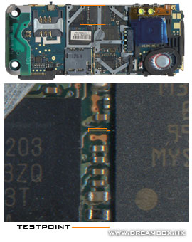 Testpoints for Sony Ericsson W610 A19